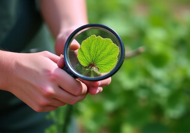 Esperto botanico che analizza una foglia